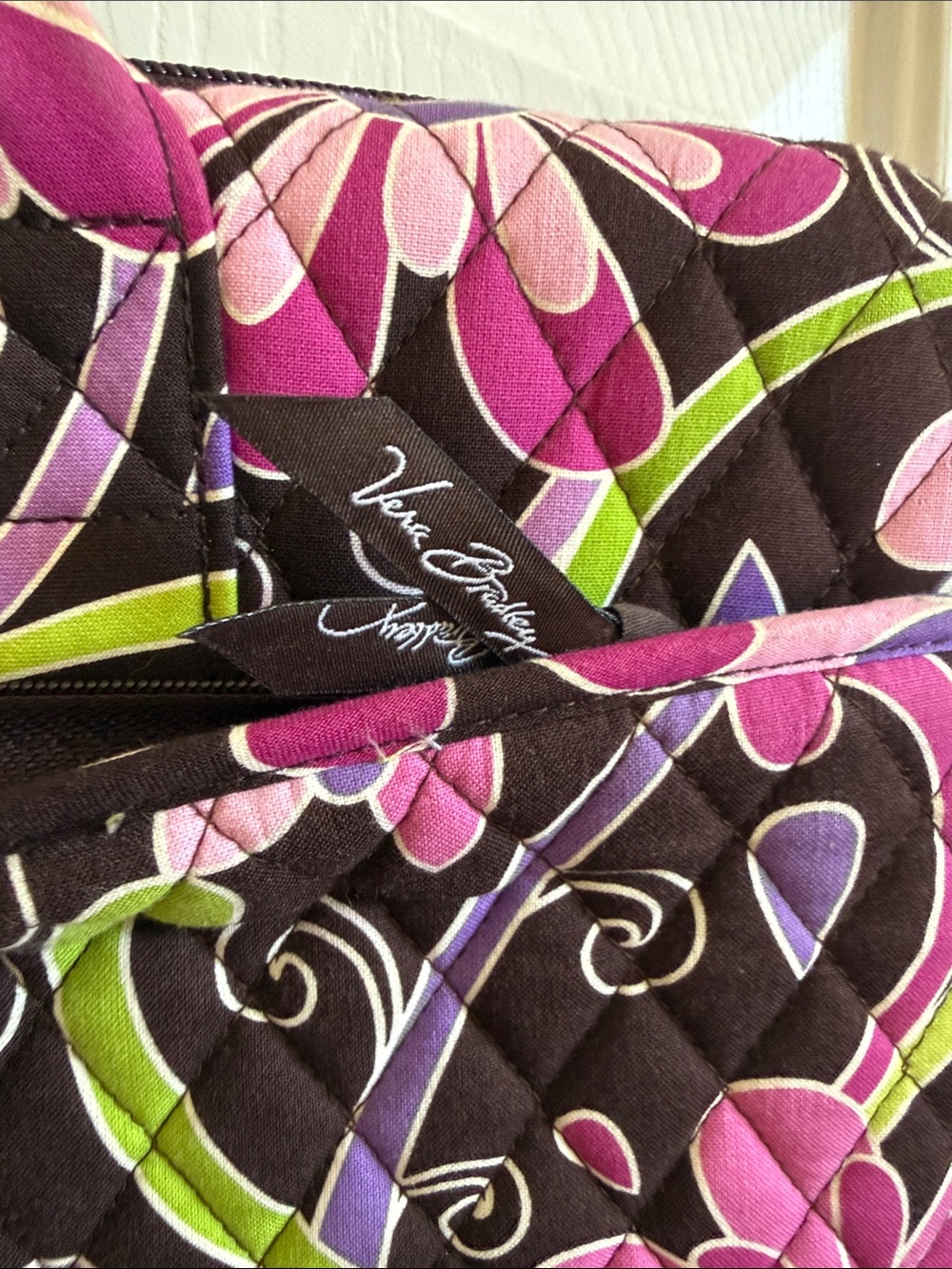 🌸 Vera Bradley: Pink Purple Floral Quilted Laptop Bag - Picture 6 of 7